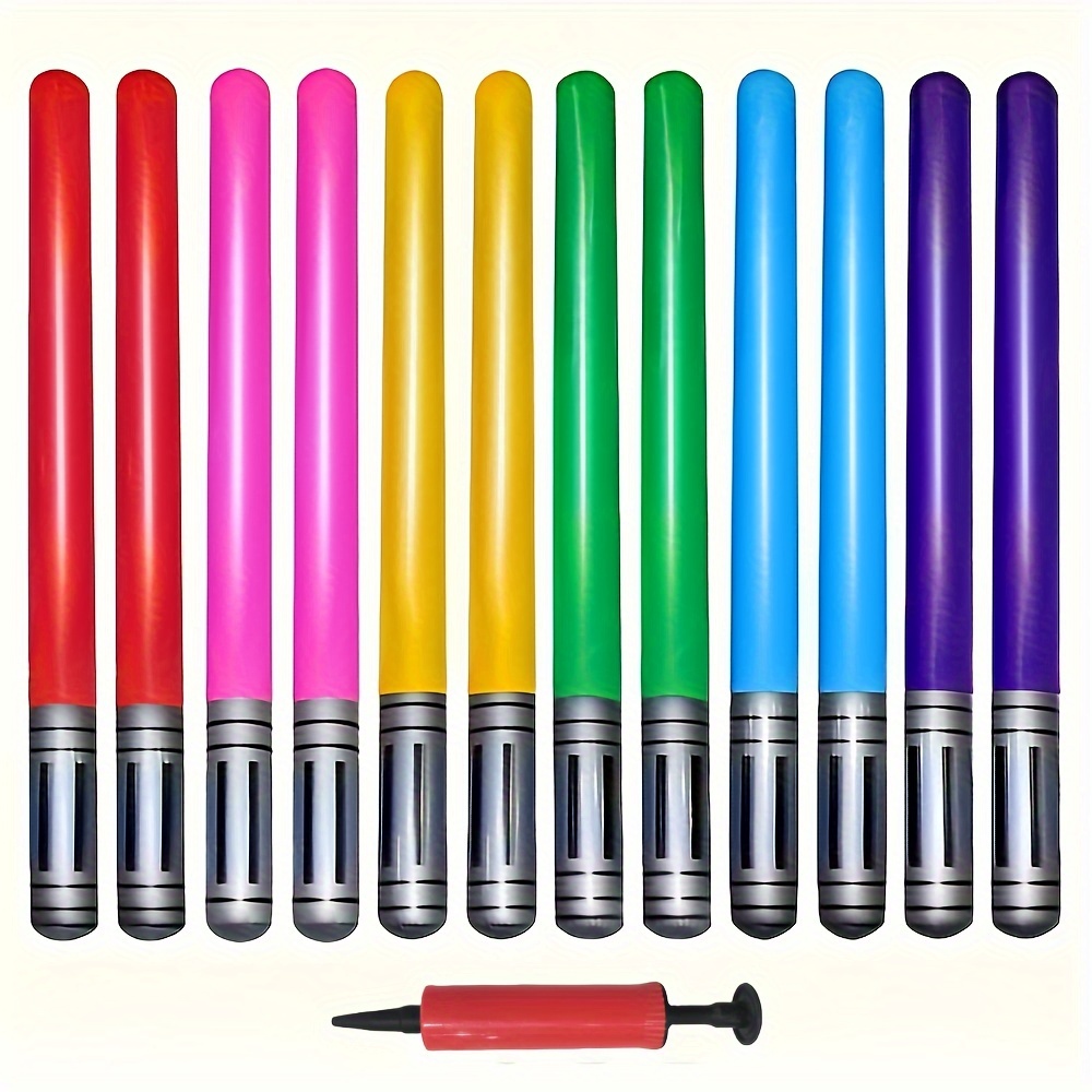 Party Games No Props - 12 Espadas Inflables Coloridas (Incluye Inflador),